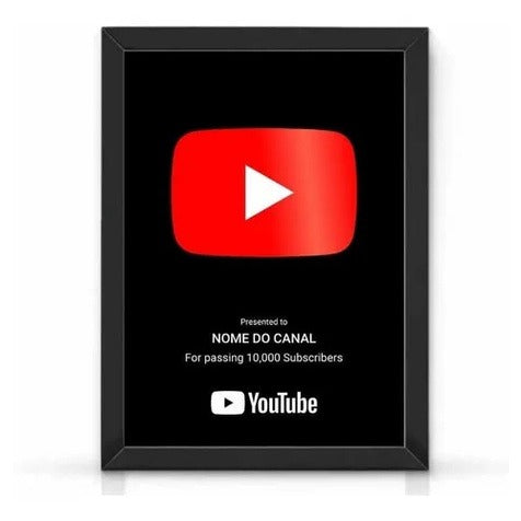 Quadro YouTube Personalizado – Exiba Seu Sucesso com Estilo!