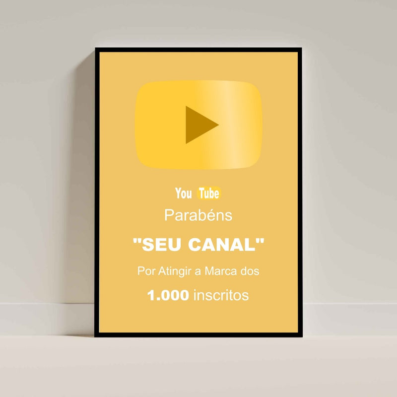 Quadro YouTube Personalizado – Exiba Seu Sucesso com Estilo!